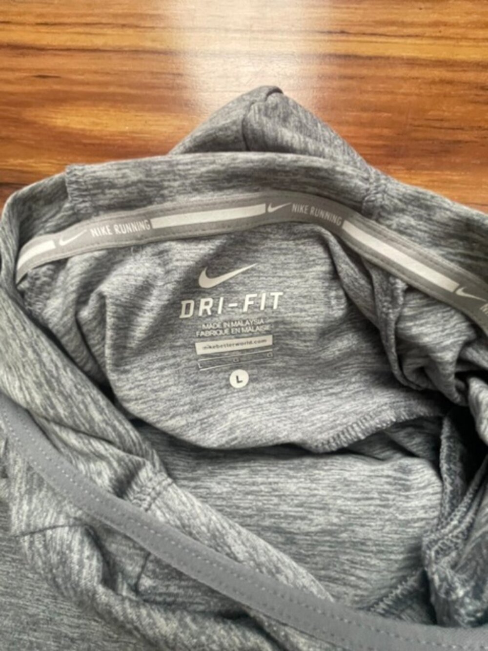 Nike Women's Dri-FIT Long Sleeve Running Hoodie Sweatshirt, Gray, Size L - Picture 4 of 7